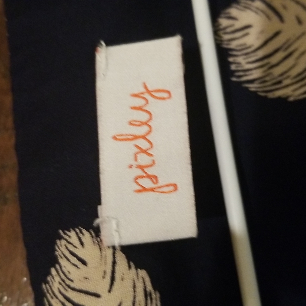 Pixley Long Sleeve Navy With Cream Leaf Print Pullover Top - Picture 7 of 8